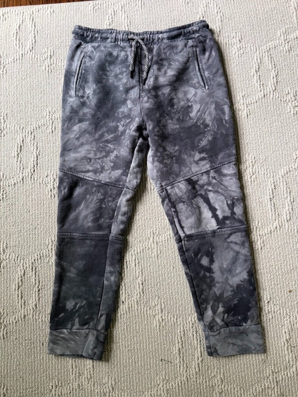 Appaman Boys Tie Dye Cotton Joggers Sweatpants - charcoal grey